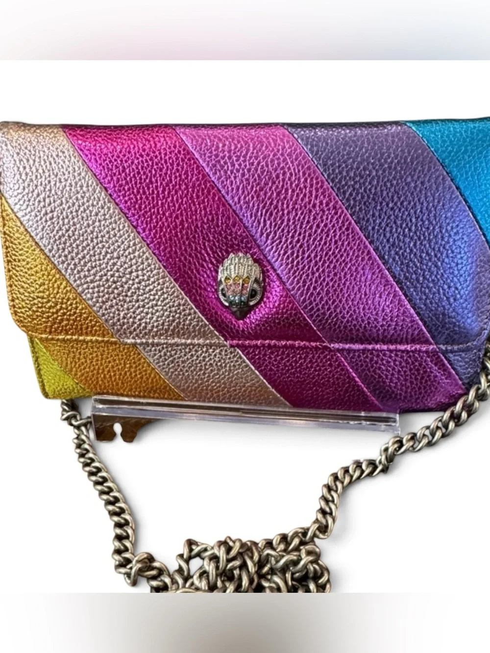 Kurt Geiger metallic Chevron multicolor shoulder Crossbody bag